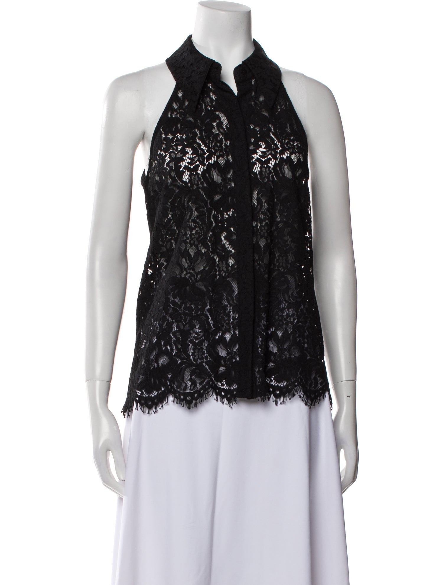 L'Agence Nylon Lace Pattern Blouse