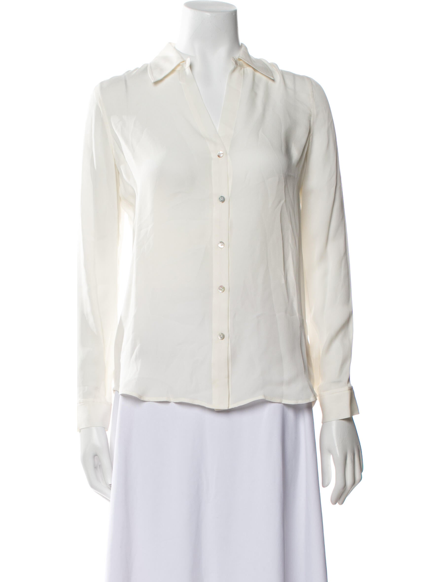 L'Agence Silk Long Sleeve Button-Up Top w/ Tags
