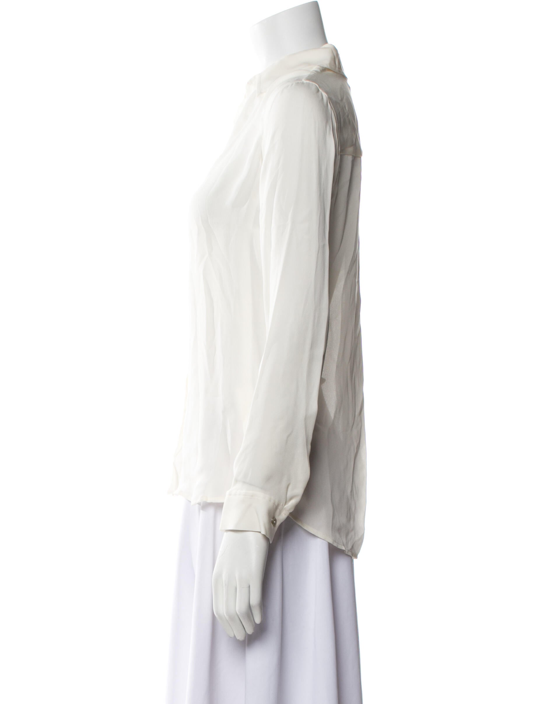 L'Agence Silk Long Sleeve Button-Up Top w/ Tags