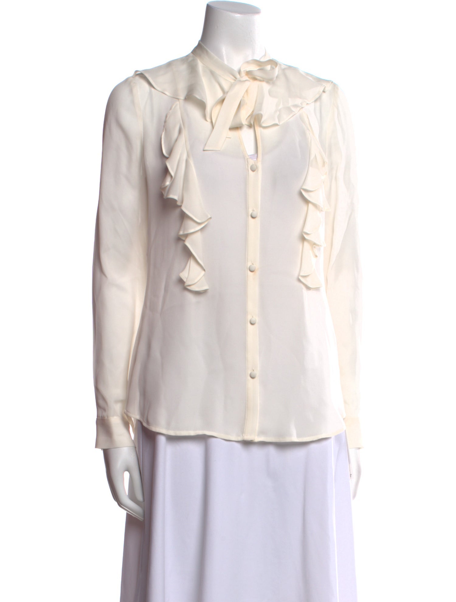 L'Agence Silk Long Sleeve Button-Up Top