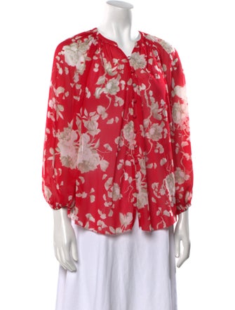 L'Agence Floral Print V-Neck Blouse
