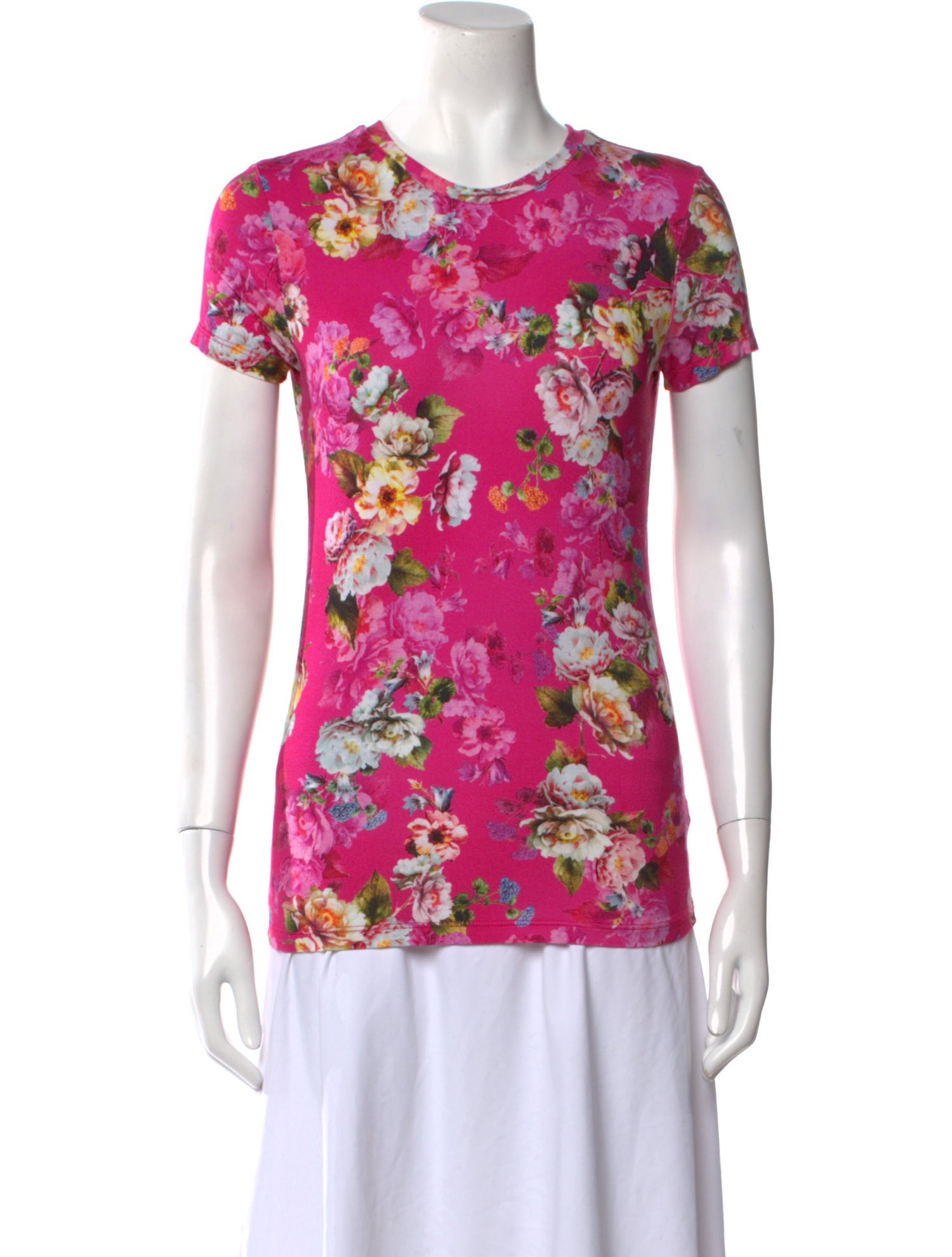 L'Agence Floral Print Crew Neck T-Shirt