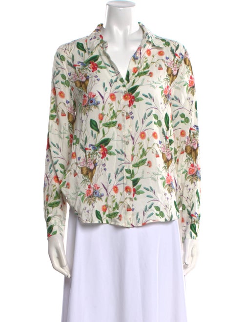 L'Agence Floral Print V-Neck Blouse