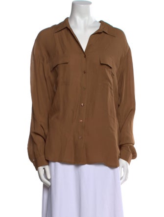 L'Agence Silk Long Sleeve Button-Up Top
