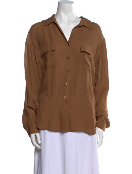 L'Agence Silk Long Sleeve Button-Up Top