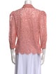 L'Agence Lace Pattern Three-Quarter Sleeve Button-Up Top