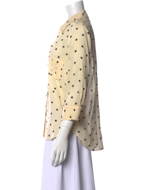 L'Agence Printed Three-Quarter Sleeve Button-Up Top