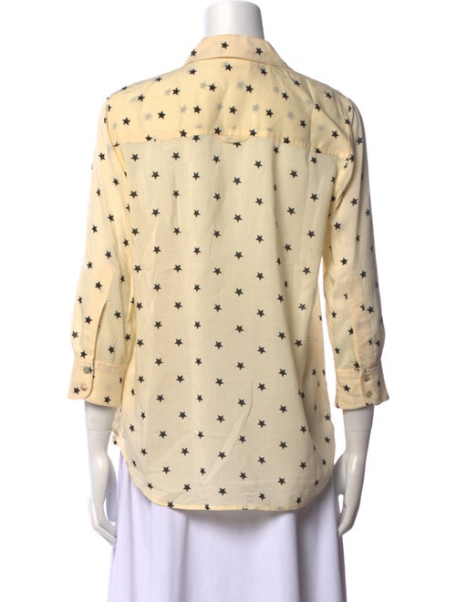 L'Agence Printed Three-Quarter Sleeve Button-Up Top