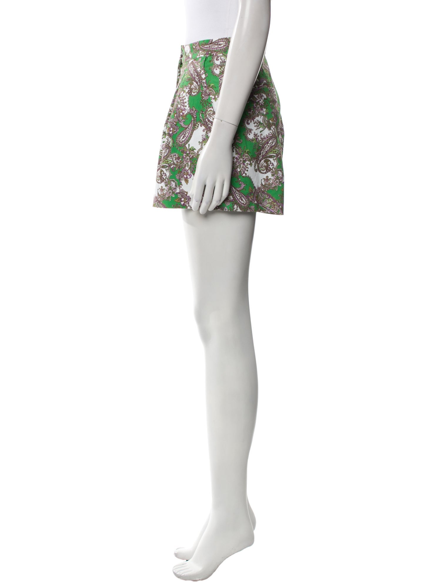 L'Agence Paisley Print Mini Shorts