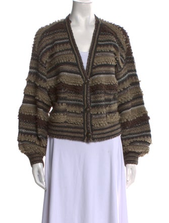 L'Agence Striped V-Neck Sweater