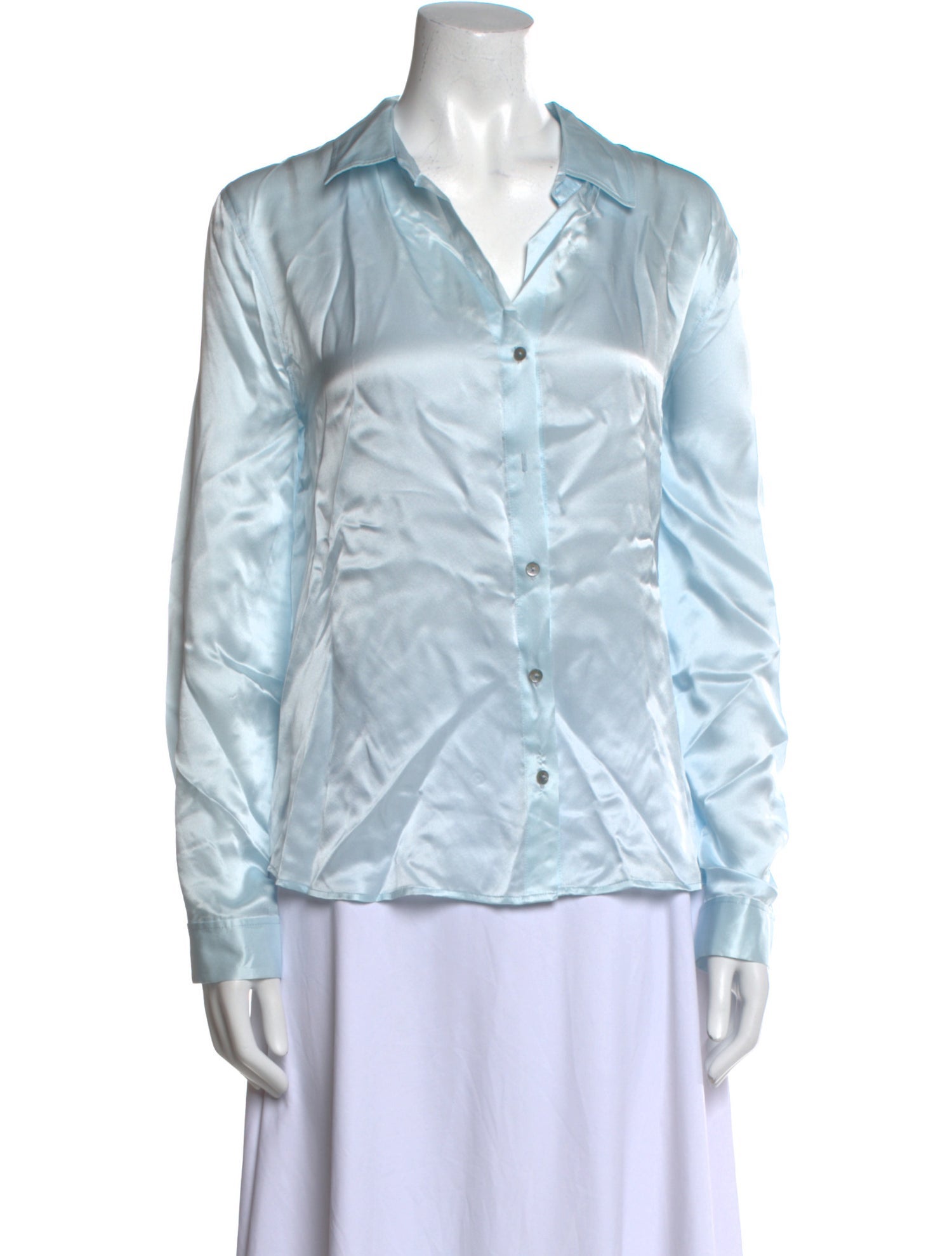 L'Agence Silk V-Neck Button-Up Top