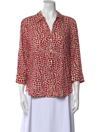 L'Agence Printed V-Neck Blouse
