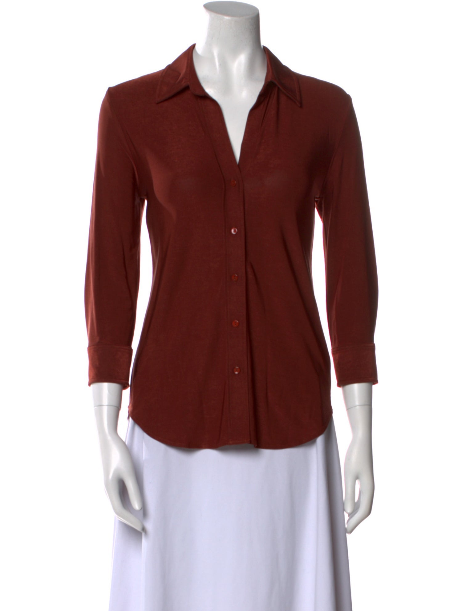 L'Agence Three-Quarter Sleeve Button-Up Top