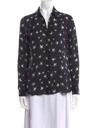 L'Agence Silk Printed Button-Up Top