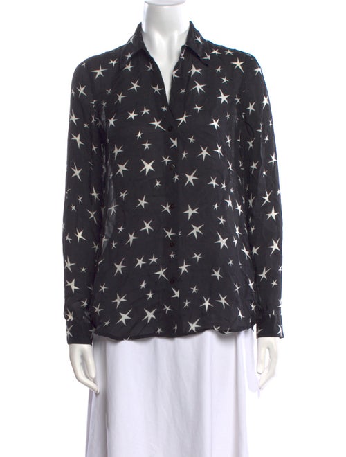 L'Agence Silk Printed Button-Up Top