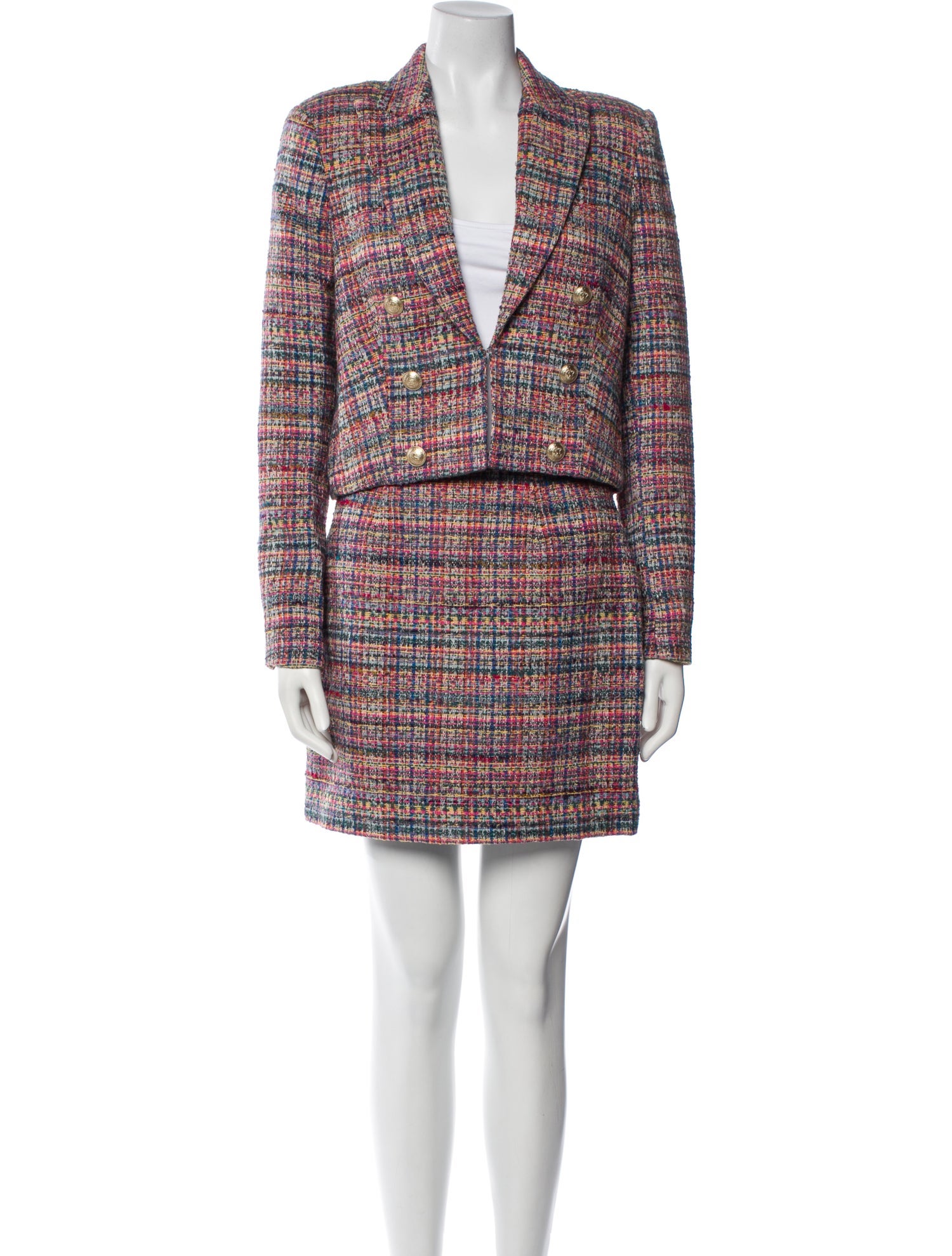 L'Agence Tweed Pattern Skirt Suit