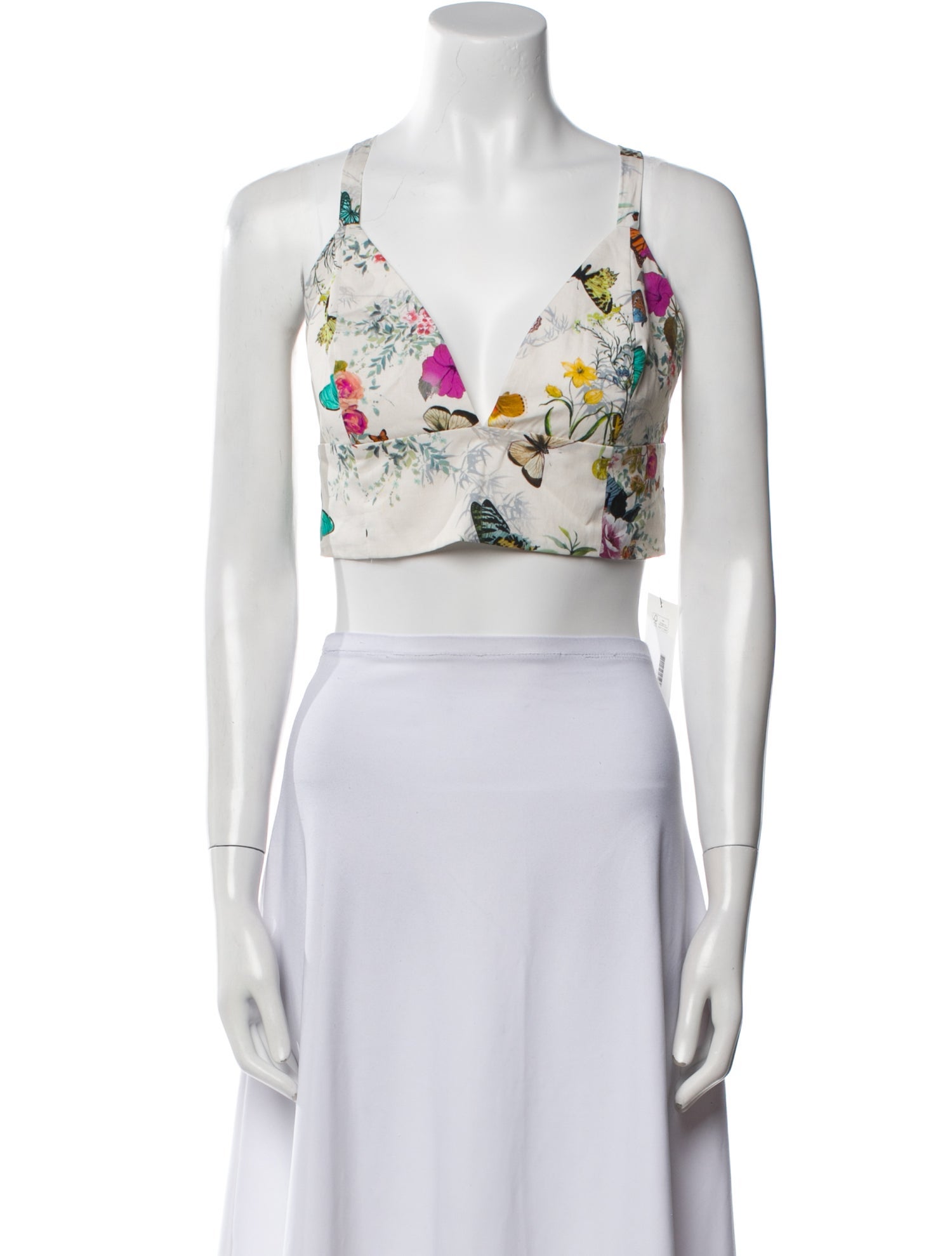 L'Agence Floral Print Square Neckline Crop Top w/ Tags