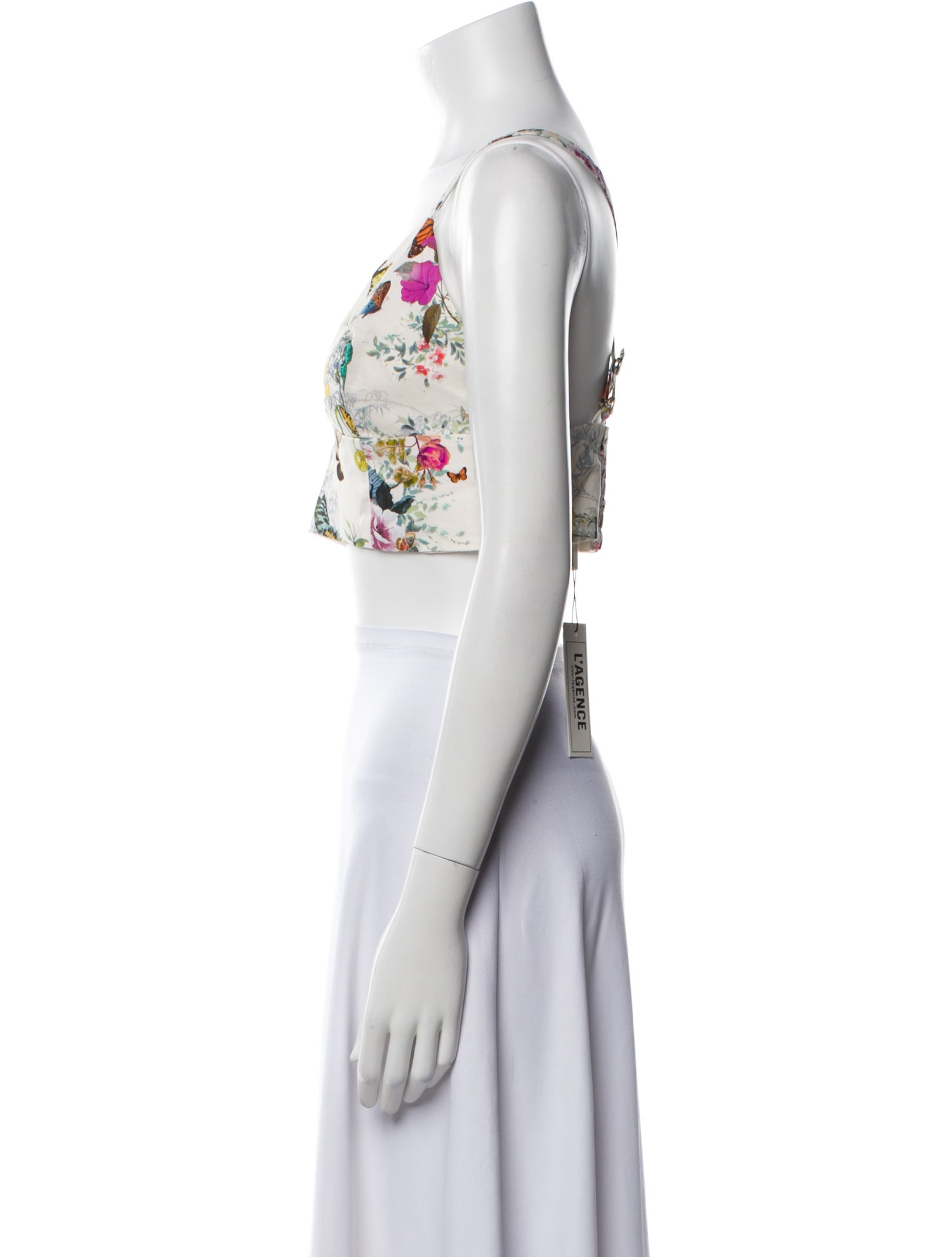 L'Agence Floral Print Square Neckline Crop Top w/ Tags