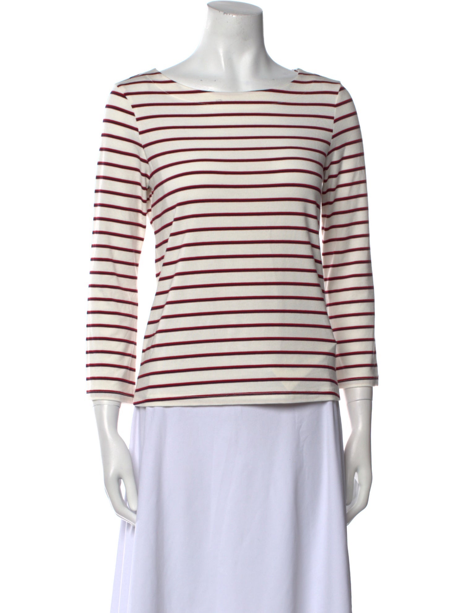 L'Agence Striped Bateau Neckline Top
