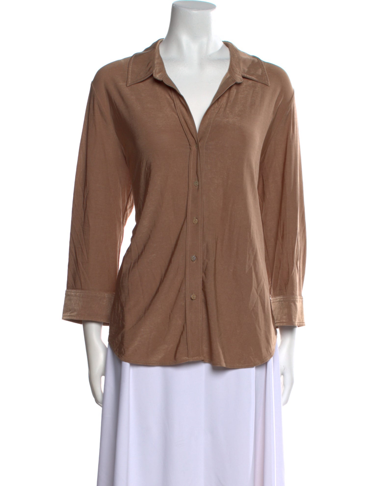 L'Agence V-Neck Three-Quarter Sleeve Blouse