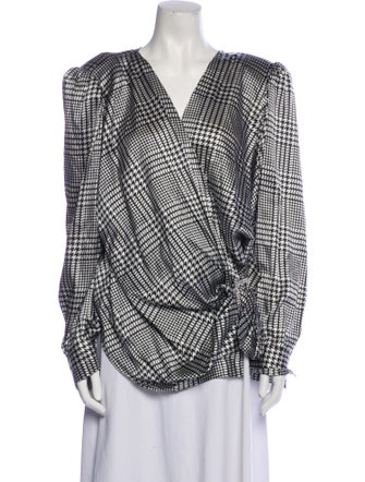 L'Agence Silk Plaid Print Blouse
