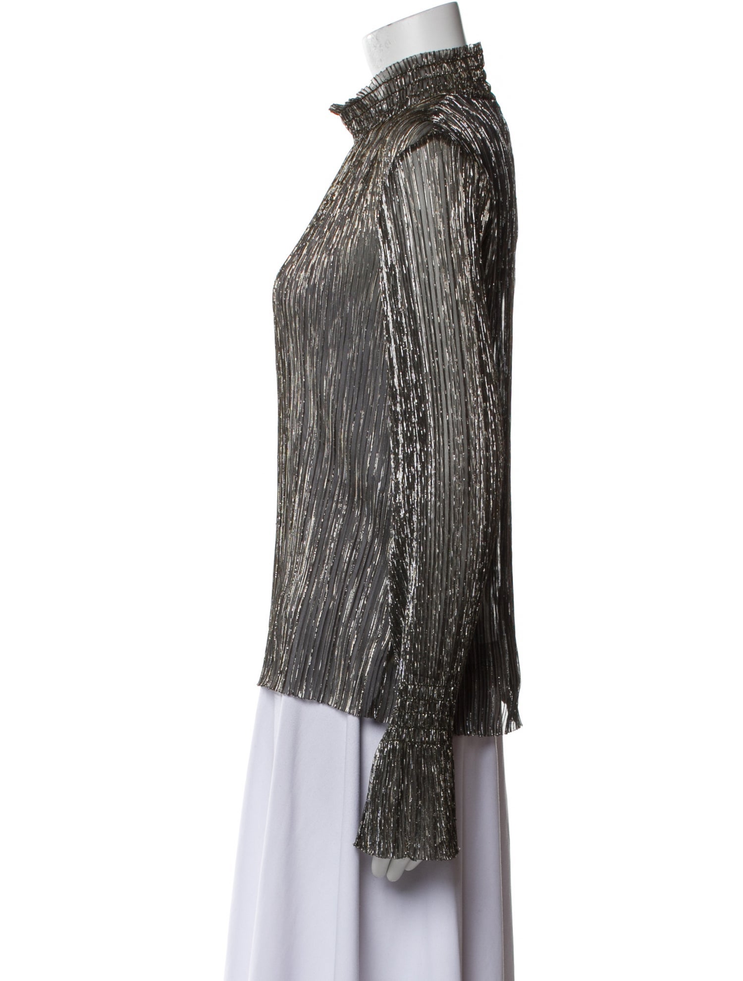 L'Agence Printed Mock Neck Blouse