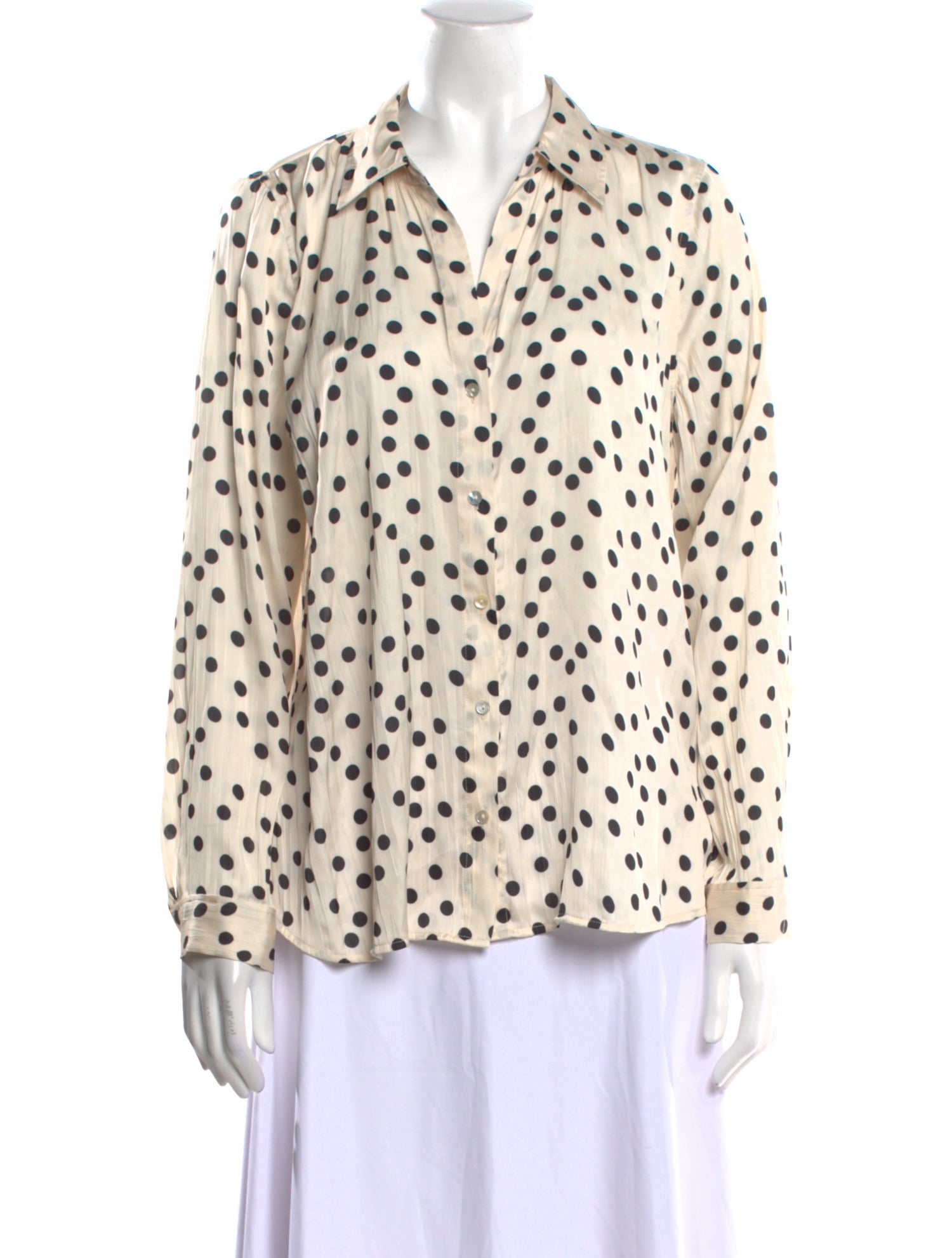 L'Agence Polka Dot Print Long Sleeve Button-Up Top