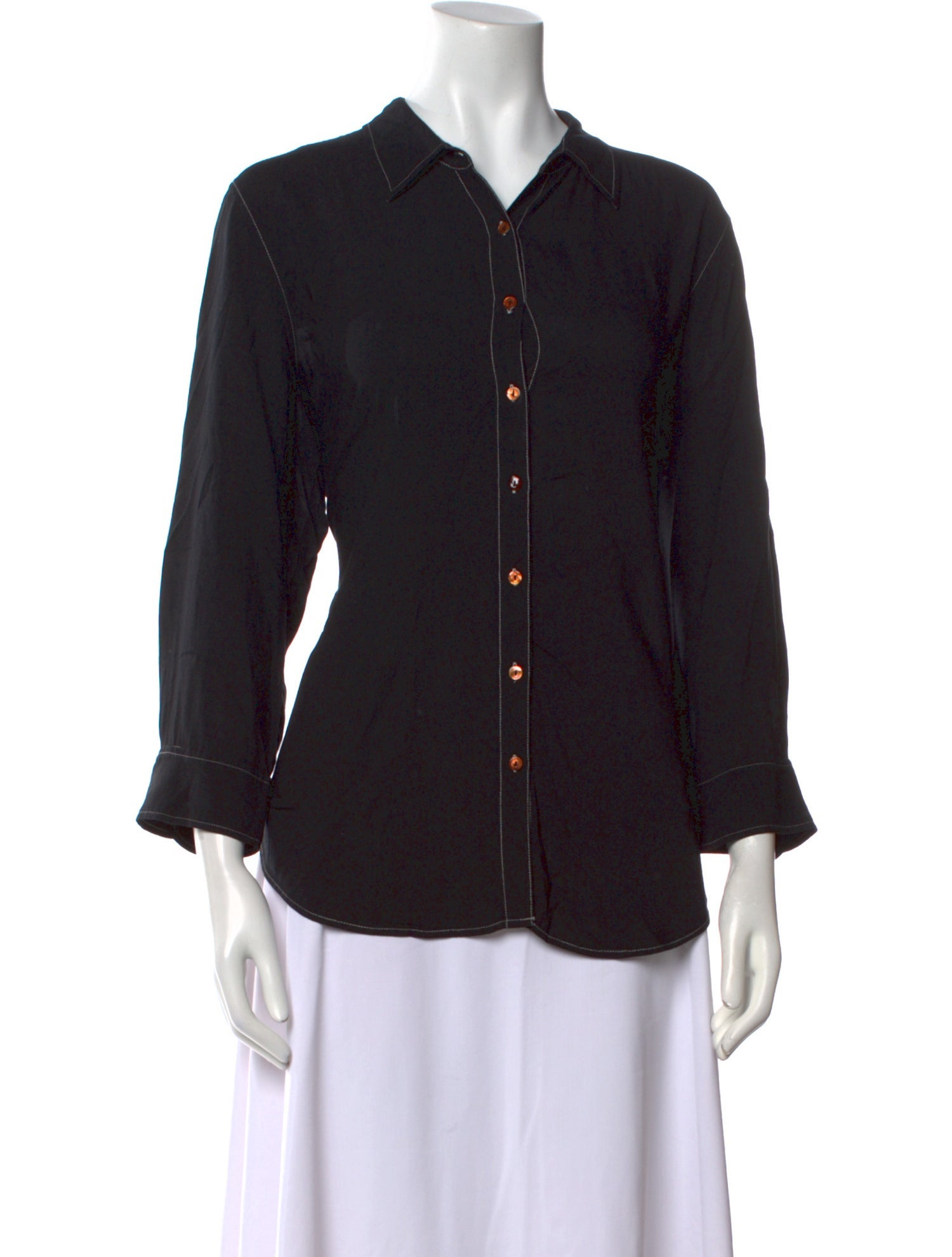 L'Agence Three-Quarter Sleeve Button-Up Top