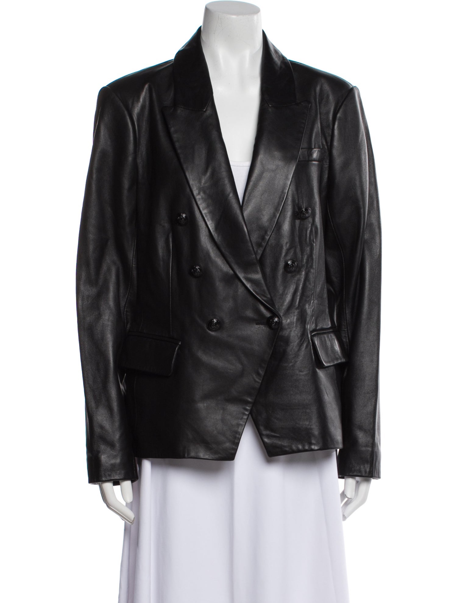 L'Agence Lamb Leather Blazer