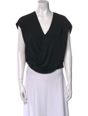 L'Agence V-Neck Short Sleeve Crop Top