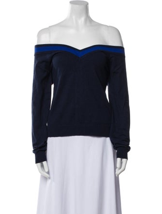 L'Agence Striped Off-The-Shoulder Sweater