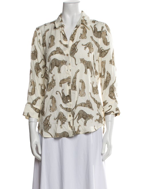 L'Agence Printed Three-Quarter Sleeve Blouse