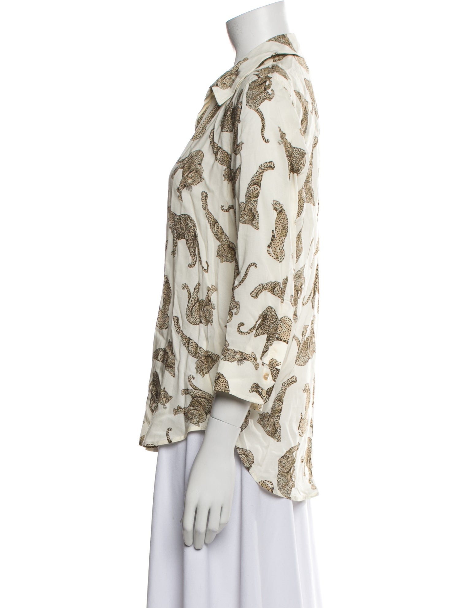 L'Agence Printed Three-Quarter Sleeve Blouse