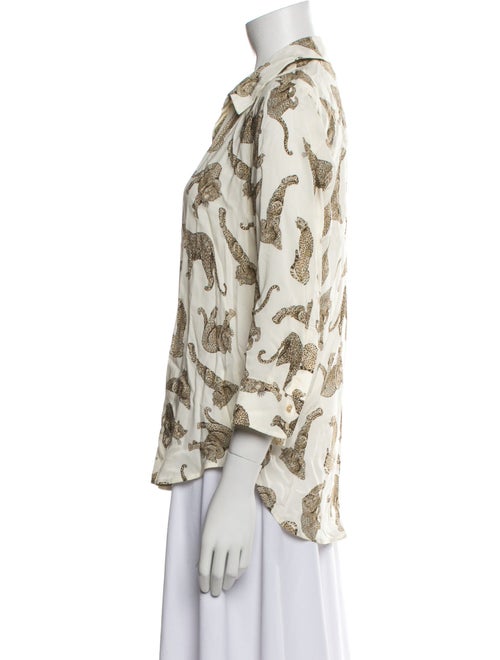 L'Agence Printed Three-Quarter Sleeve Blouse