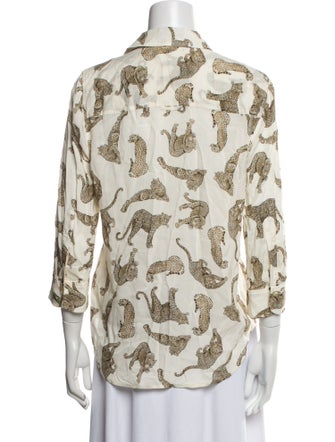 L'Agence Printed Three-Quarter Sleeve Blouse