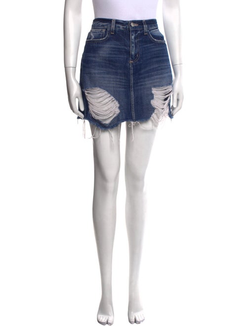 L'Agence Distressed Accents Mini Skirt