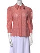 L'Agence Nylon Lace Pattern Button-Up Top