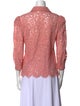 L'Agence Nylon Lace Pattern Button-Up Top