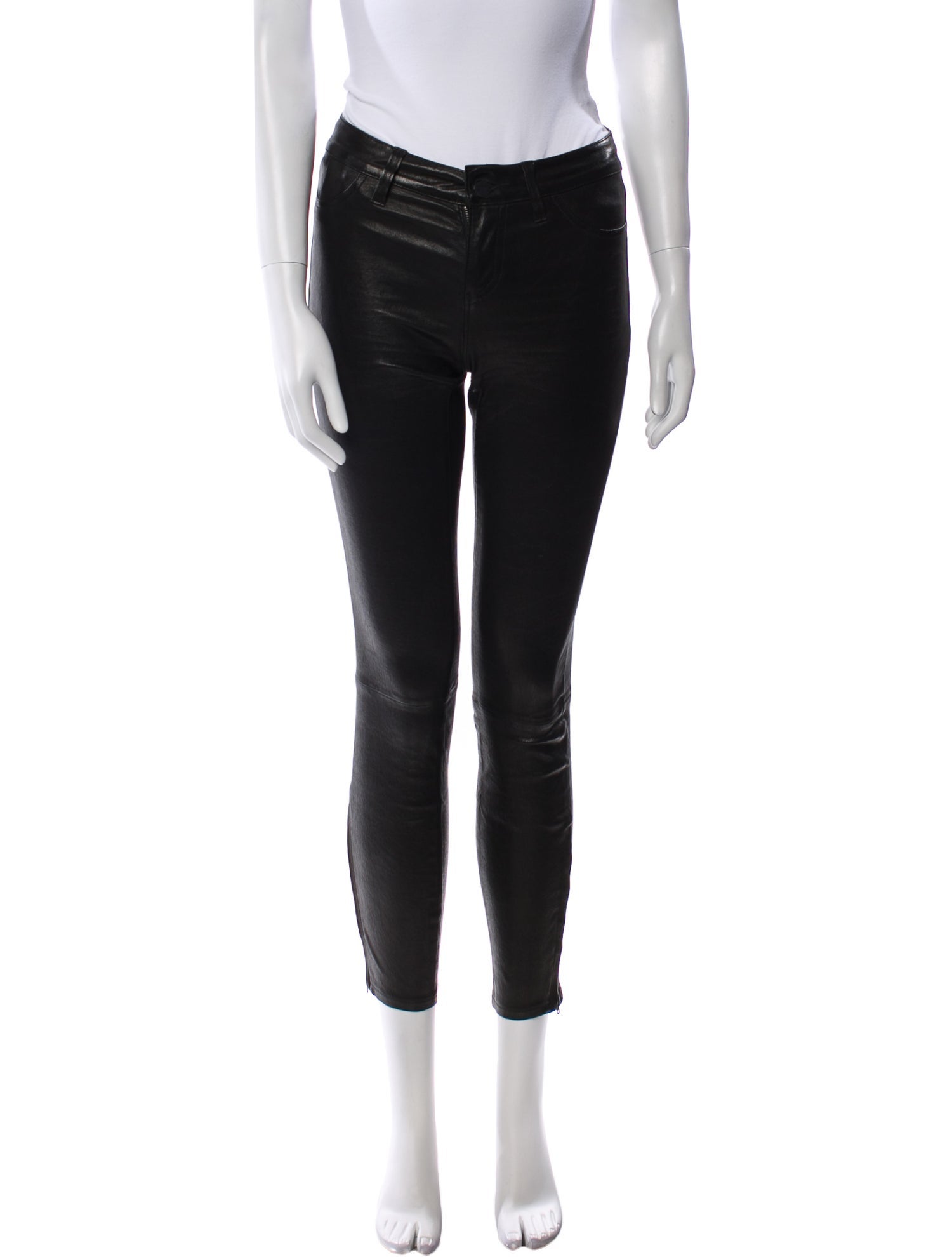 L'Agence Lamb Leather Skinny Leg Pants
