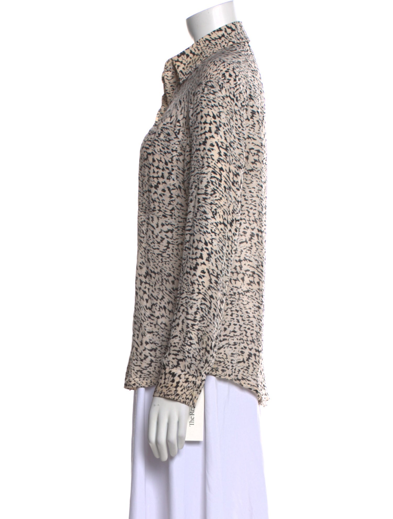 L'Agence Silk Animal Print Button-Up Top