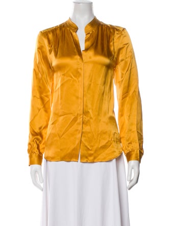 L'Agence Silk V-Neck Button-Up Top