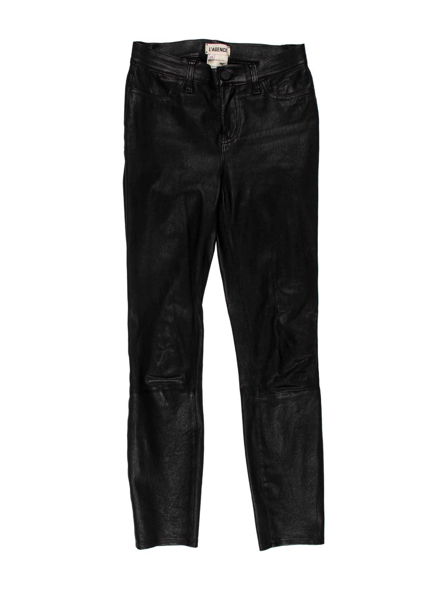 L'Agence Lamb Leather Skinny Leg Pants