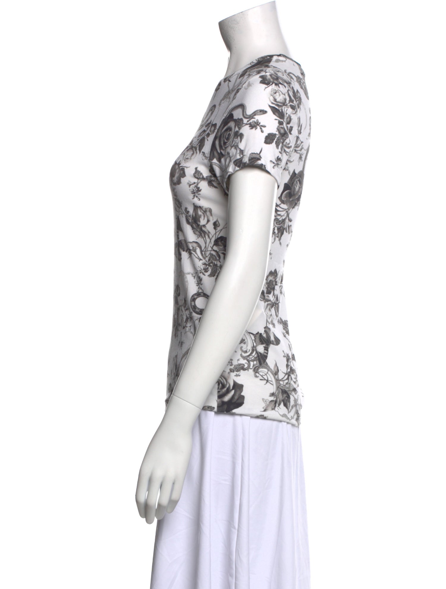 L'Agence Floral Print Crew Neck T-Shirt