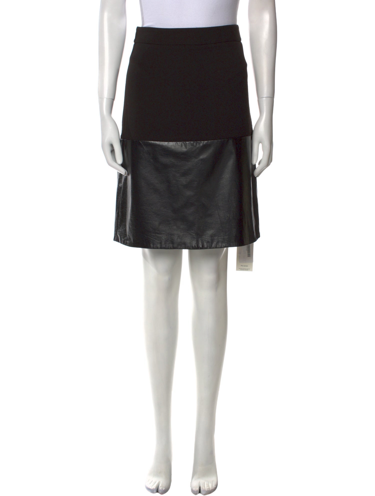 L'Agence Leather Trim Embellishment Knee-Length Skirt