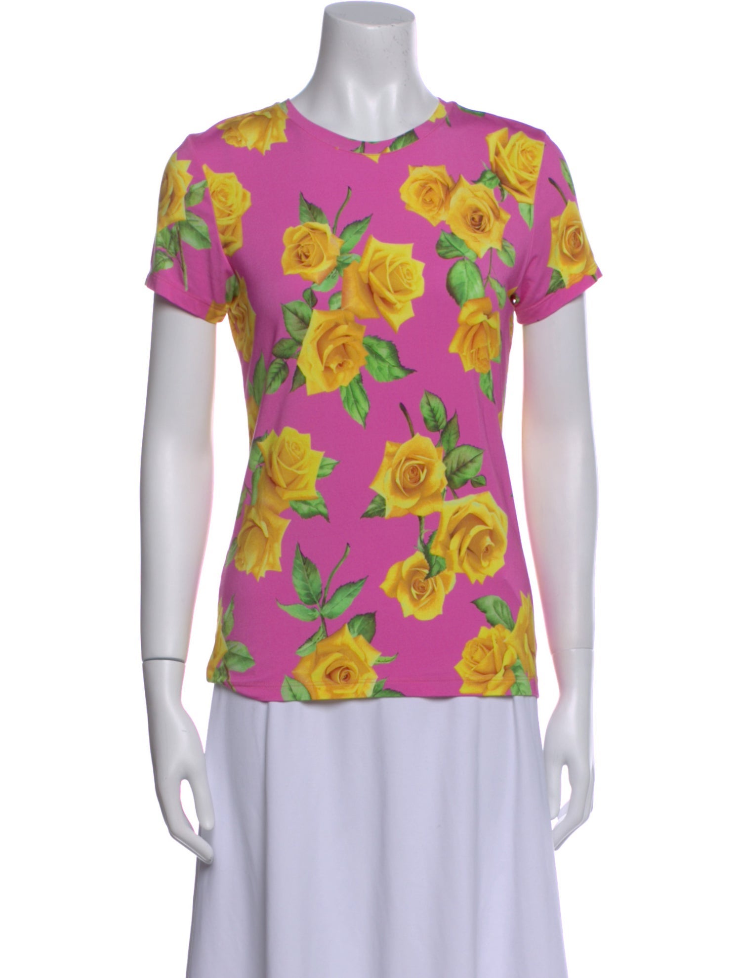 L'Agence Floral Print Crew Neck T-Shirt