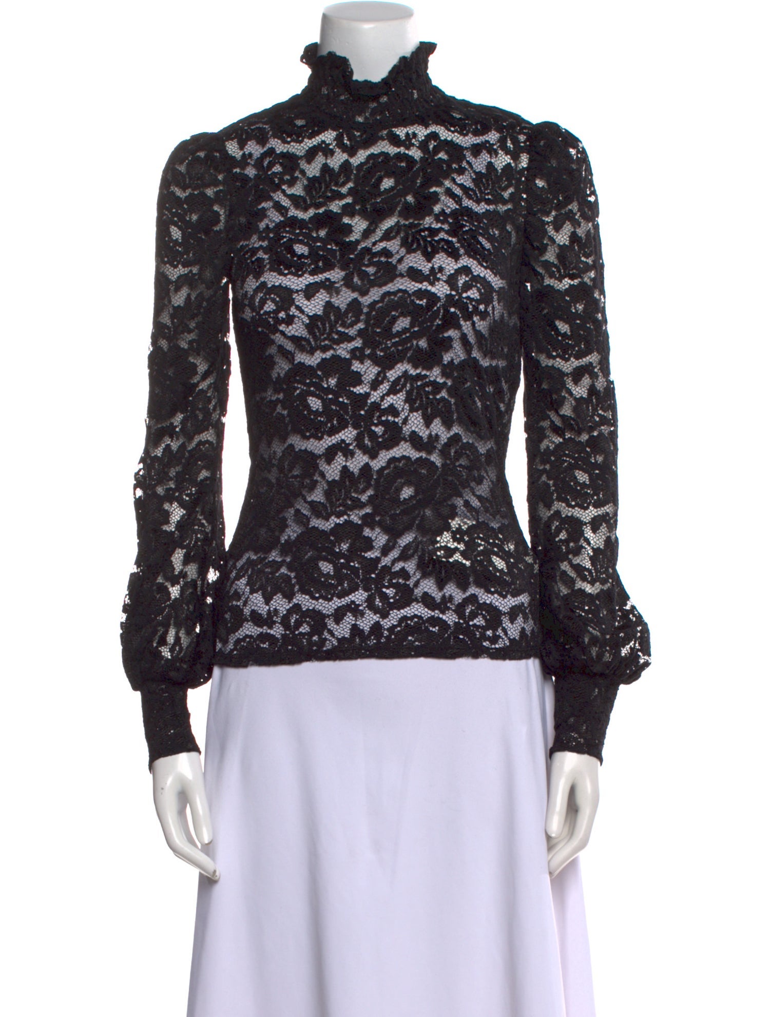 L'Agence Lace Pattern Mock Neck Sweatshirt