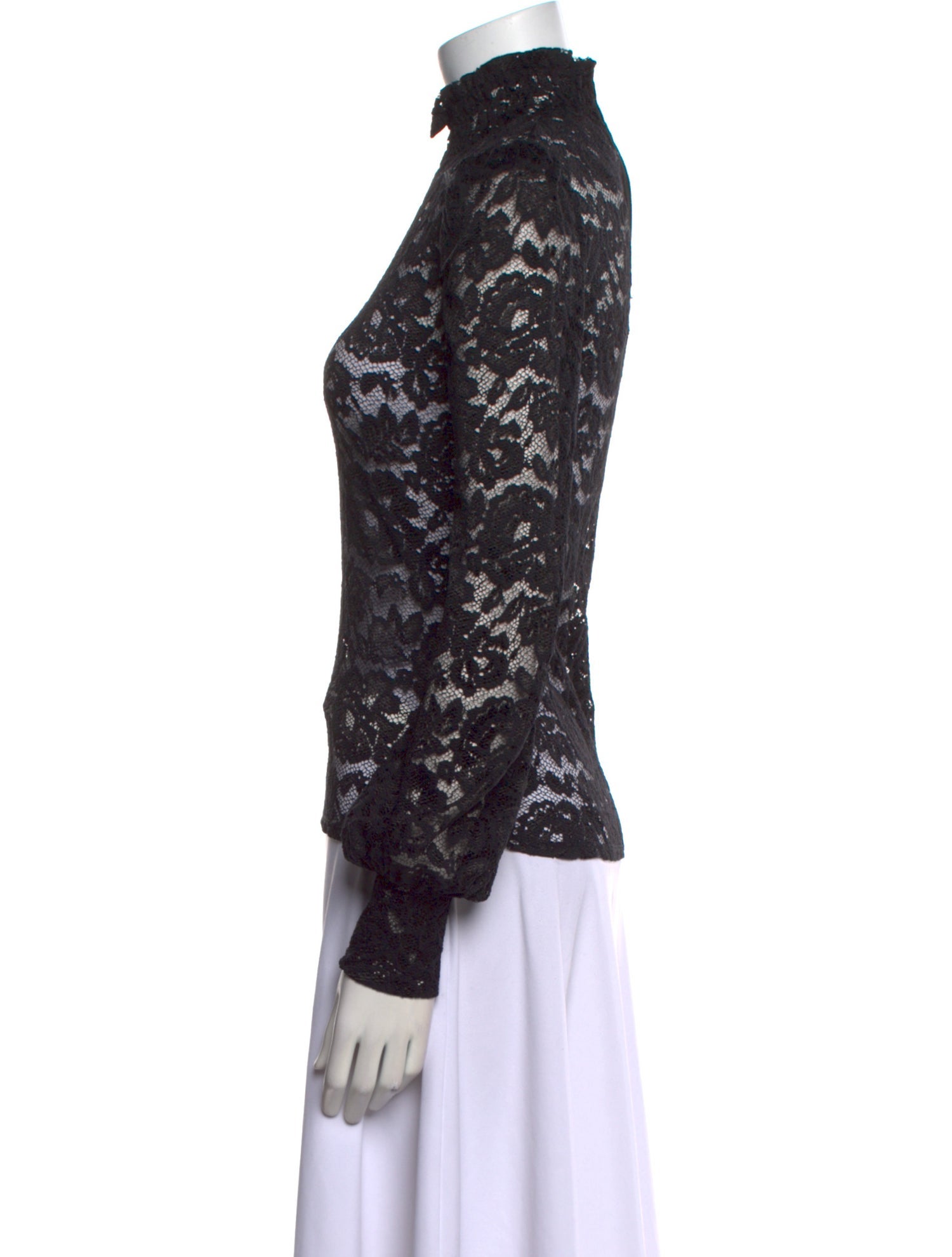 L'Agence Lace Pattern Mock Neck Sweatshirt