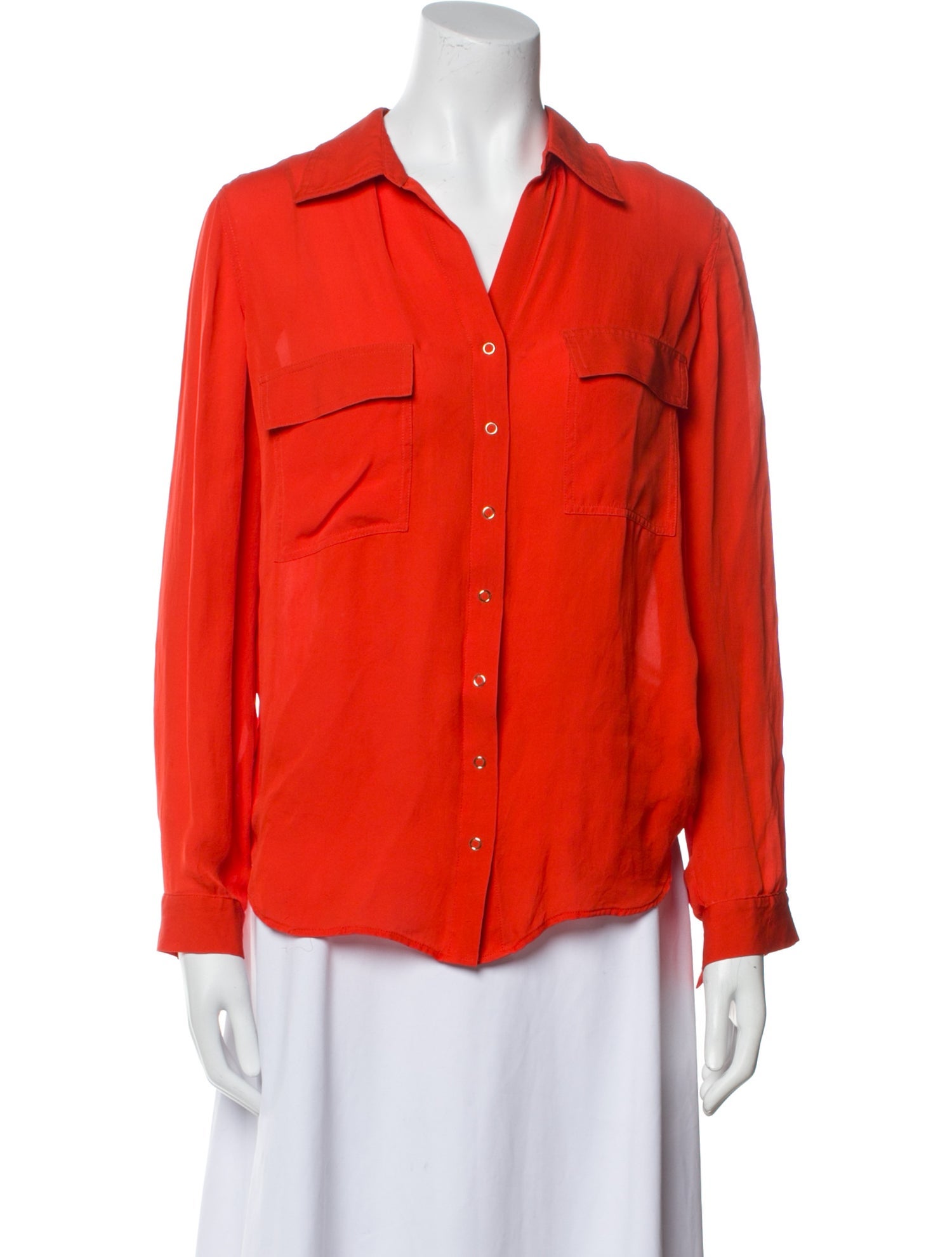 L'Agence Silk Long Sleeve Button-Up Top