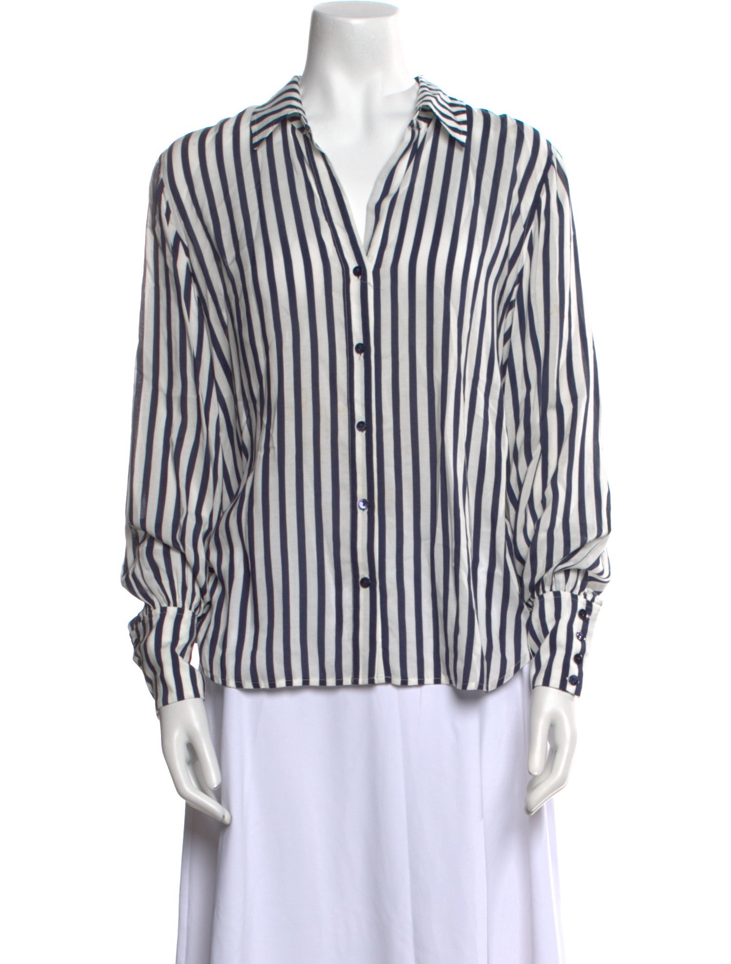 L'Agence Striped Long Sleeve Button-Up Top