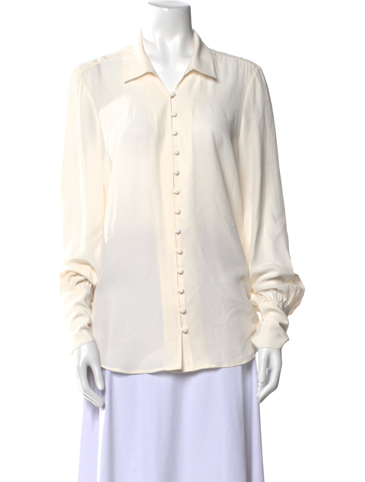 L'Agence Silk Long Sleeve Button-Up Top